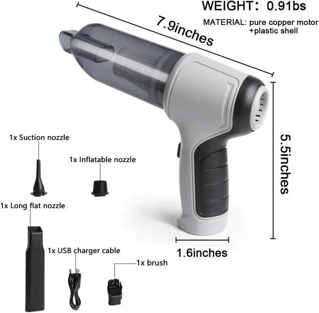 Alt view image 2 of 7 - 9000Pa 3 In 1 Wireless Vacuum Cleaner Cordless Handheld Vacuum for Auto Car Home