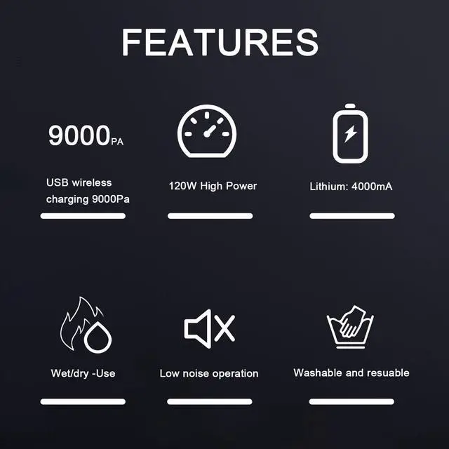 Alt view image 7 of 7 - 9000Pa 3 In 1 Wireless Vacuum Cleaner Cordless Handheld Vacuum for Auto Car Home