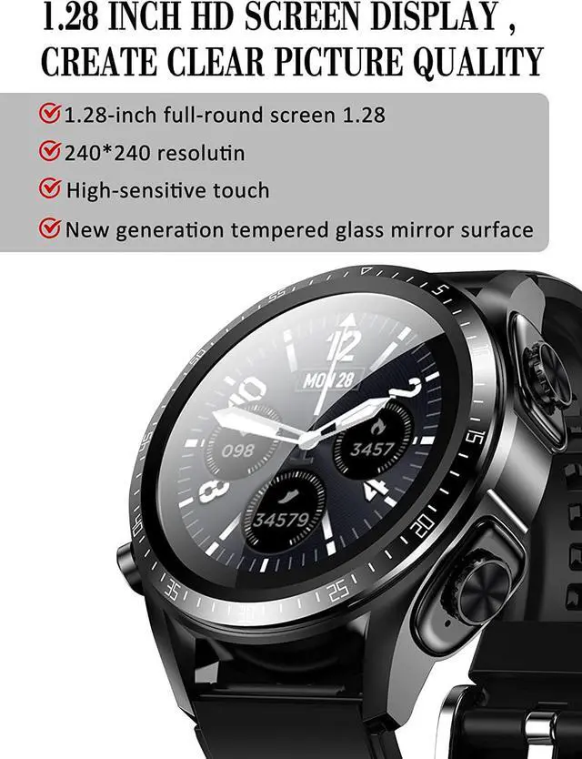 Alt view image 5 of 6 - 2 in 1 Smart Watch with Wireless Earbuds,HD Screen Touch Actovity Tracker for Android iPhone, Fitness Tracker with Blood Oxygen Blood Pressure Heart Rate Sleep Monitoring for Athletic Men and Women