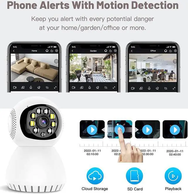 Alt view image 4 of 7 - Security Camera Indoor Wireless, 360 Degree Panoramic Camera, 5G Dual Band WiFi Camera, HD 1080P Home Camera, Security Cameras Monitor for Baby/Elder/Pet/Nanny