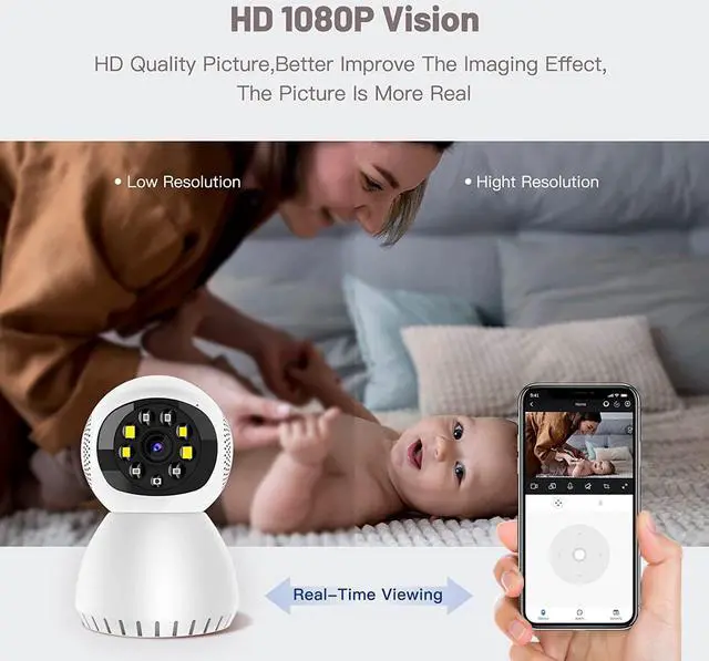 Alt view image 7 of 7 - Security Camera Indoor Wireless, 360 Degree Panoramic Camera, 5G Dual Band WiFi Camera, HD 1080P Home Camera, Security Cameras Monitor for Baby/Elder/Pet/Nanny