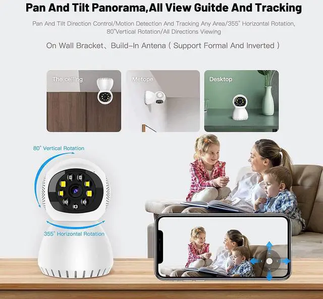 Alt view image 5 of 7 - Security Camera Indoor Wireless, 360 Degree Panoramic Camera, 5G Dual Band WiFi Camera, HD 1080P Home Camera, Security Cameras Monitor for Baby/Elder/Pet/Nanny