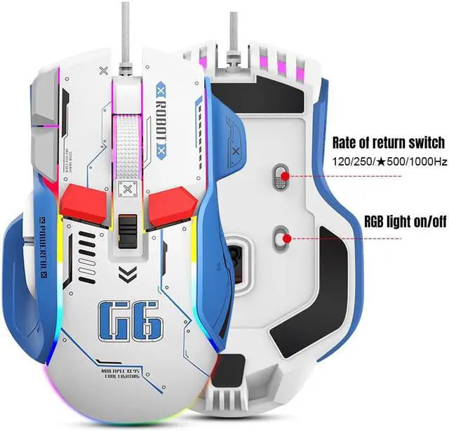 Alt view image 5 of 6 - RGB Gaming Mouse Backlit Wired Ergonomic 10 Button Programmable Mouse ,UP to 12800 DPI, RGB,10 Programmable Buttons
