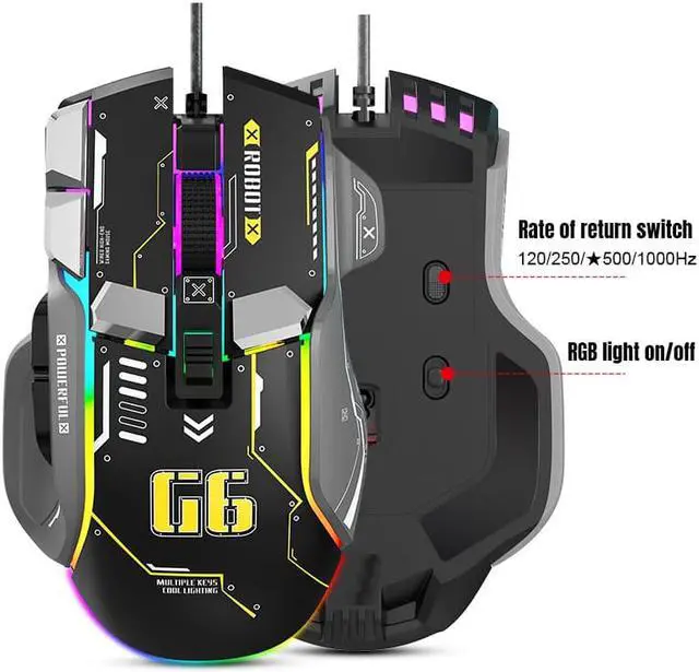 Alt view image 6 of 6 - RGB Gaming Mouse Backlit Wired Ergonomic 10 Button Programmable Mouse ,UP to 12800 DPI, RGB,10 Programmable Buttons
