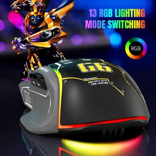Alt view image 4 of 6 - RGB Gaming Mouse Backlit Wired Ergonomic 10 Button Programmable Mouse ,UP to 12800 DPI, RGB,10 Programmable Buttons