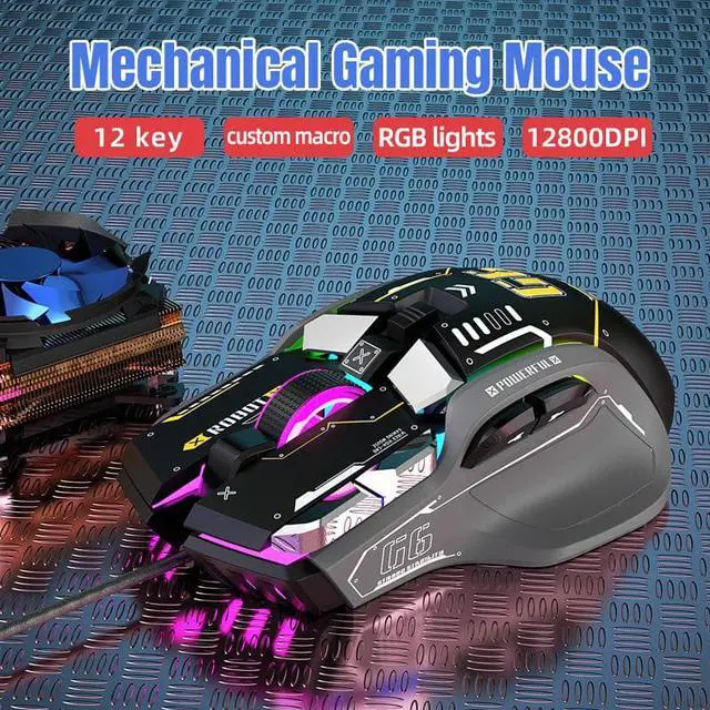 Alt view image 3 of 6 - RGB Gaming Mouse Backlit Wired Ergonomic 10 Button Programmable Mouse ,UP to 12800 DPI, RGB,10 Programmable Buttons
