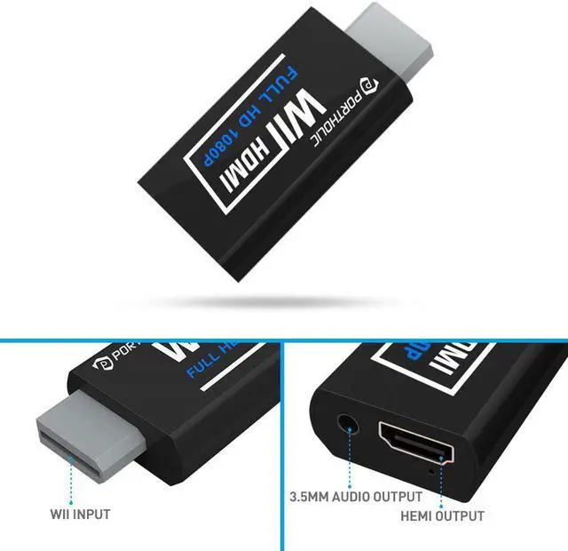 Alt view image 2 of 6 - PORTHOLIC Wii to HDMI Converter 1080P with 5ft High Speed HDMI Cable Wii2 HDMI Adapter Output Video&Audio with 3.5mm Jack Audio, Support All Wii Display 720P, NTSC, Compatible with Full HD Devic