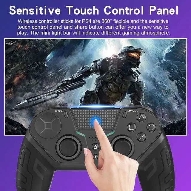 Alt view image 4 of 6 - TROPRO Wireless Controller for PS4, Gamepad Joystick Remote Controller with Back Buttons Compatible with PS4/Pro/Slim/PC/iPhone/Mac,Turbo/Audio Function/Interchangeable Stick Module