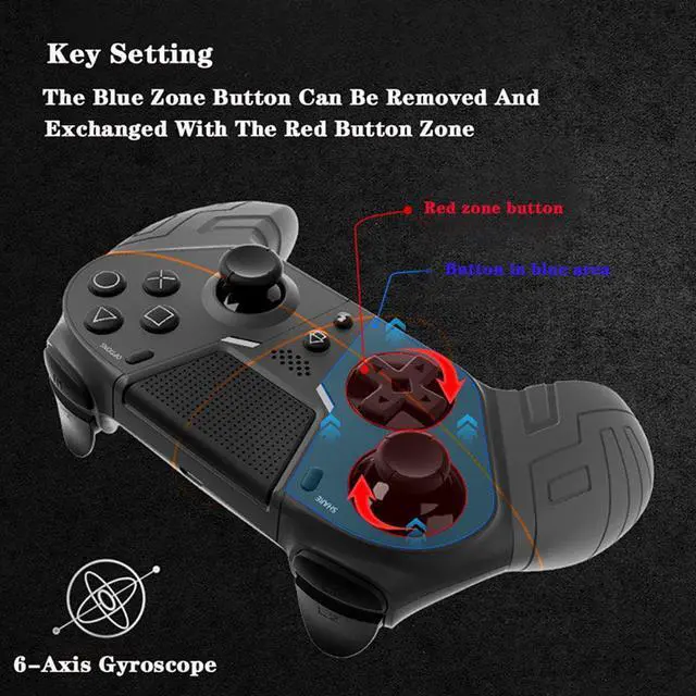 Alt view image 6 of 6 - TROPRO Wireless Controller for PS4, Gamepad Joystick Remote Controller with Back Buttons Compatible with PS4/Pro/Slim/PC/iPhone/Mac,Turbo/Audio Function/Interchangeable Stick Module