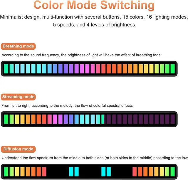Alt view image 5 of 7 - Smart Light Bars, RGB IC Smart LED Lights 32 lamp Beads ARM chip with Various Scene Modes and Music Modes, Bluetooth Color Light Bar, With APP(2PCS)