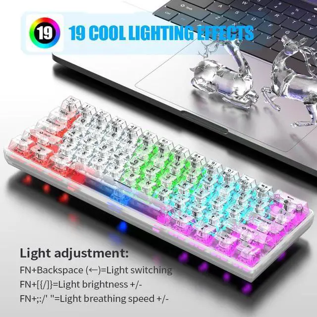 Alt view image 3 of 6 - Hot Swappable Transparent Mechanical Keyboard, 60% Transparent Gasket Mounted RGB Backlit Wired Gaming Keyboard 61 Keys