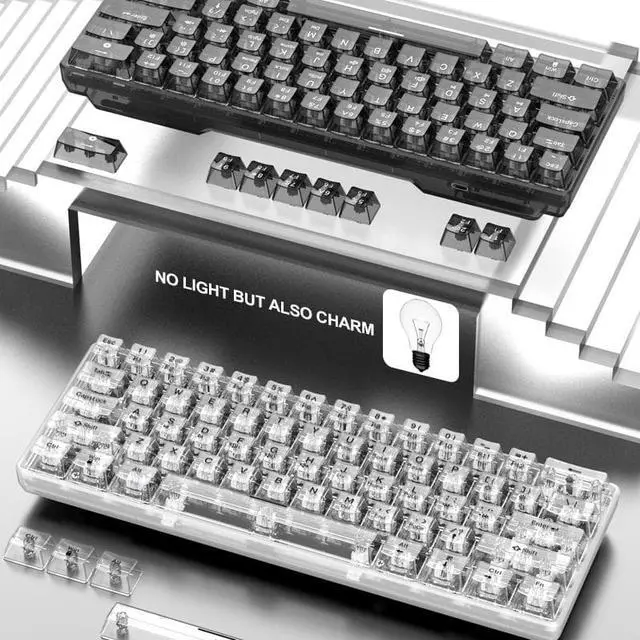 Alt view image 5 of 6 - Hot Swappable Transparent Mechanical Keyboard, 60% Transparent Gasket Mounted RGB Backlit Wired Gaming Keyboard 61 Keys