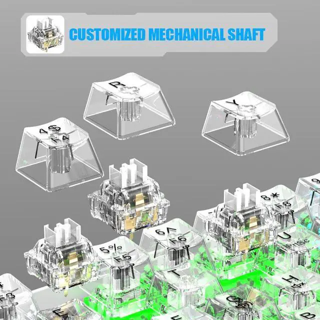 Alt view image 2 of 6 - Hot Swappable Transparent Mechanical Keyboard, 60% Transparent Gasket Mounted RGB Backlit Wired Gaming Keyboard 61 Keys