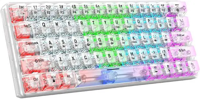 Main image of Hot Swappable Transparent Mechanical Keyboard, 60% Transparent Gasket Mounted RGB Backlit Wired Gaming Keyboard 61 Keys