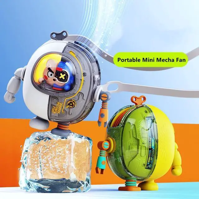 Alt view image 3 of 7 - Fantasee Portable Mecha Fan, Handheld Neck Fan, 3 Speeds USB Rechargeable Mini Cooling Personal Fan for Kids Teenager Gift Indoor Outdoor