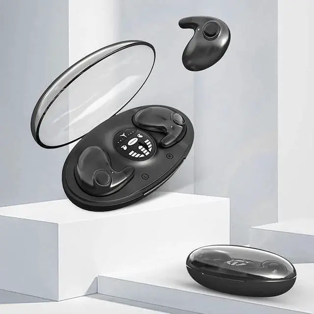 Alt view image 7 of 7 - Invisible Sleep Wireless Earphone IPX5 Waterproof, Wireless Earbuds Sense-Free to Wear Bluetooth 5.3 Headphones Touch Control with Wireless Charging Case, Double Noise Cancelling (White)