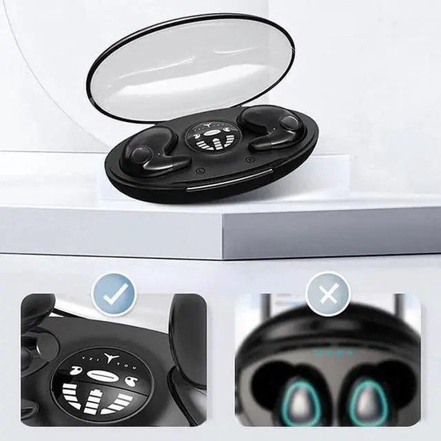 Alt view image 6 of 7 - Invisible Sleep Wireless Earphone IPX5 Waterproof, Wireless Earbuds Sense-Free to Wear Bluetooth 5.3 Headphones Touch Control with Wireless Charging Case, Double Noise Cancelling (White)