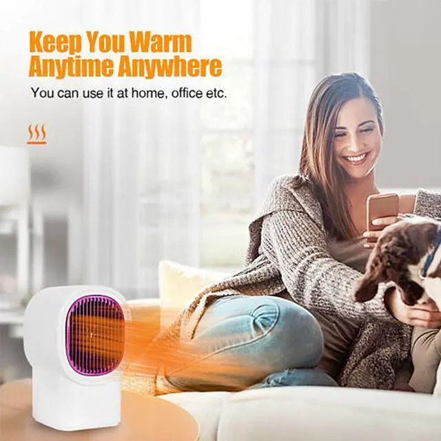 Alt view image 2 of 5 - Mini Heater, Heaters for Home Low Energy, Fast Heating Ceramic Electric Heater, 500W Space Winter Small Heaters for Indoor, Office, Garage, Desktop