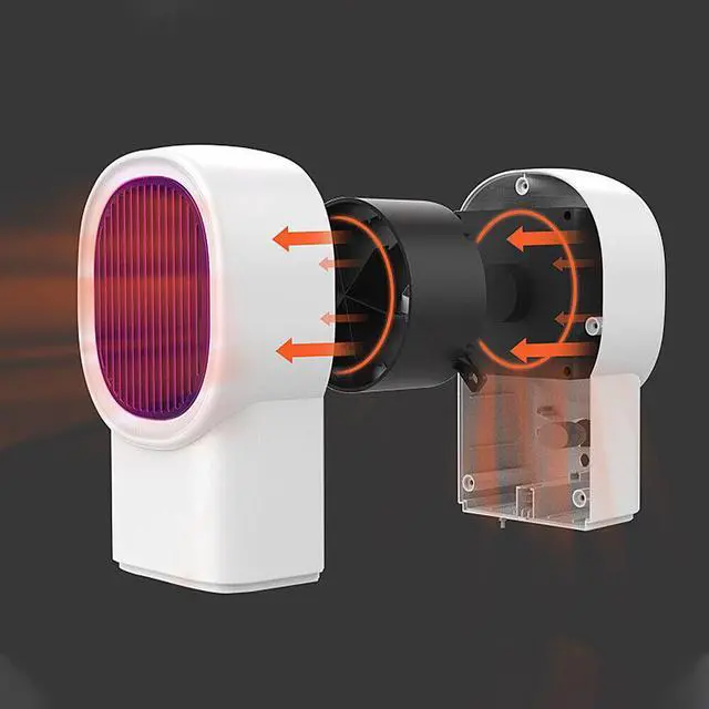 Alt view image 4 of 5 - Mini Heater, Heaters for Home Low Energy, Fast Heating Ceramic Electric Heater, 500W Space Winter Small Heaters for Indoor, Office, Garage, Desktop