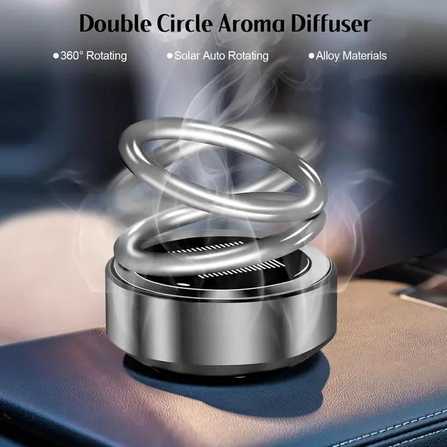 Alt view image 5 of 5 - Portable Kinetic Mini Aroma Diffuser, Auto Rotating Solar Double Circle Aroma Diffuser for Car & Household Office Bedroom Home