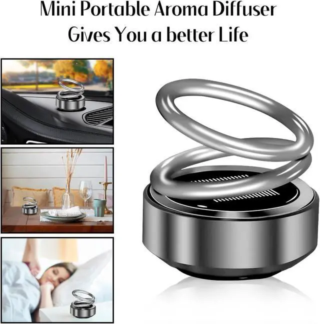 Alt view image 4 of 5 - Portable Kinetic Mini Aroma Diffuser, Auto Rotating Solar Double Circle Aroma Diffuser for Car & Household Office Bedroom Home