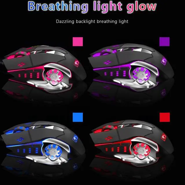 Alt view image 4 of 6 - TROPRO GTX300 RGB Gaming Keyboard and Colorful Mouse Combo, USB Wired LED Backlight Gaming Mouse and Keyboard for Laptop PC Computer Gaming and Work, Letter Glow, Mechanical Feeling