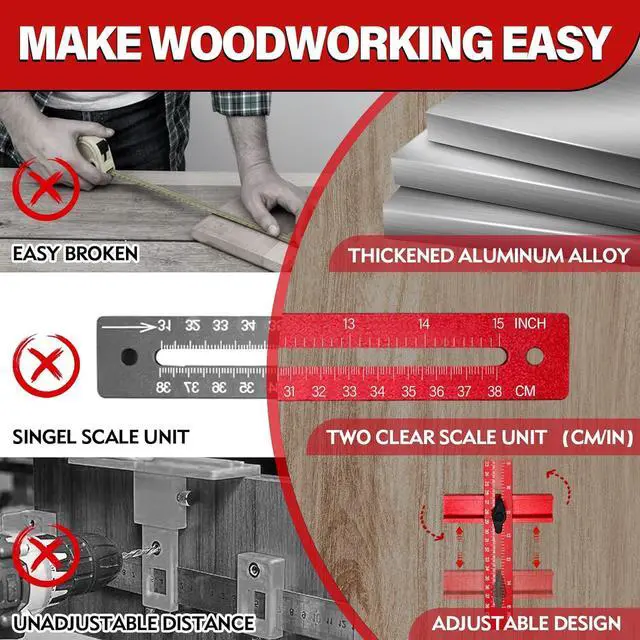 Alt view image 5 of 6 - 4 in 1 Router Milling Groove Bracket, Sigerio Aluminum Alloy Router Circle Cutting Jig, Multifunctional Cabinet Hardware Jig and Router Guide, Adjustable Router Jig Tool for Woodworking