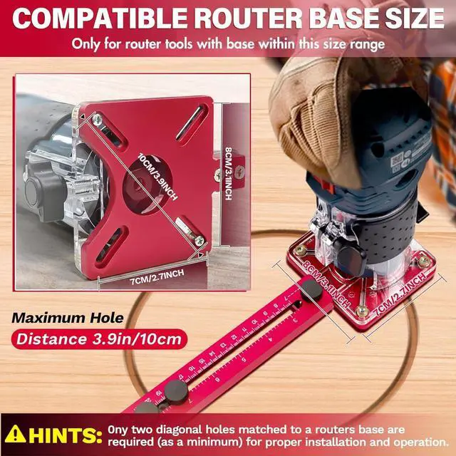 Alt view image 6 of 6 - 4 in 1 Router Milling Groove Bracket, Sigerio Aluminum Alloy Router Circle Cutting Jig, Multifunctional Cabinet Hardware Jig and Router Guide, Adjustable Router Jig Tool for Woodworking