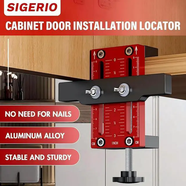 Alt view image 3 of 5 - Cabinet Door Installation Positioner, Sigerio Aluminum Alloy Cabinet Hardware Jig, Adjustable Length Cabinet Installation Tool