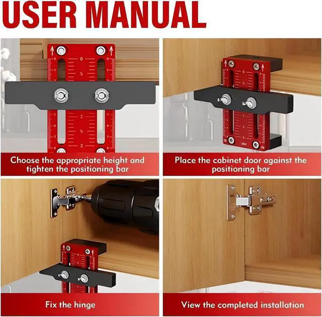Alt view image 5 of 5 - Cabinet Door Installation Positioner, Sigerio Aluminum Alloy Cabinet Hardware Jig, Adjustable Length Cabinet Installation Tool