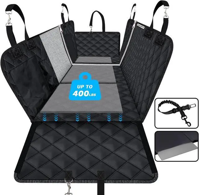 Alt view image 2 of 7 - Back Seat Extender for Dogs, Dog Car Seat Covers, Hard Dog Bed Pet Seat Cover with Mesh Window and Storage Pocket, Waterproof Dog Hammock Travel Bed for Car, SUV