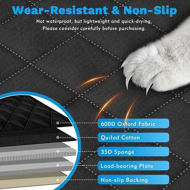 Alt view image 7 of 7 - Back Seat Extender for Dogs, Dog Car Seat Covers, Hard Dog Bed Pet Seat Cover with Mesh Window and Storage Pocket, Waterproof Dog Hammock Travel Bed for Car, SUV