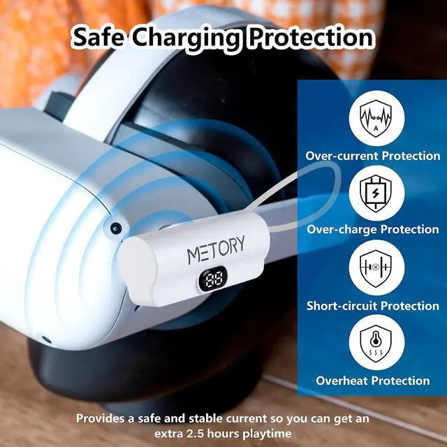 Alt view image 6 of 7 - Power Bank Battery Pack Compatible with Oculus/Meta Quest 1/2/3, 5000mAh Fast Charging and Lightweight Extended Battery for Extra 2.5 Hours Playtime (With 90 Degree Adapter)