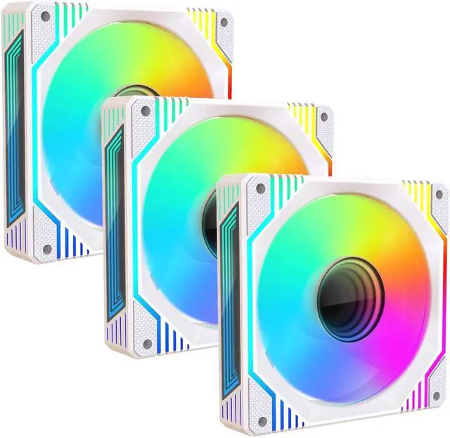 Main image of 120mm Infinity Mirror ARGB Fan 5V 3Pin Addressable RGB PWM PC Computer CPU Case Cooling Fan 600-1800RPM White 3-Pack