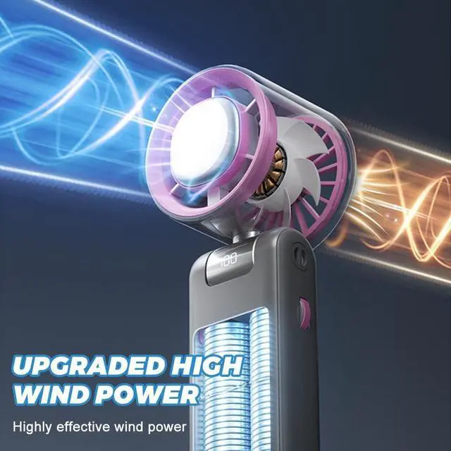 Alt view image 3 of 7 - Portable Handheld Turbo Fan, Adjustable Turbo Mini Fan, 3 Speeds 4000mAh USB Rechargeable Handheld Turbo Cooling Fans for Travel, Office, Camping, School, Sports, Men Women Gifts