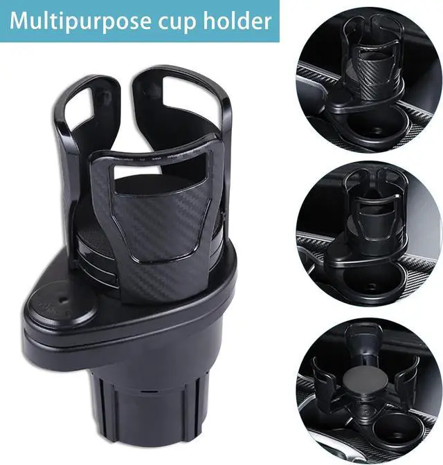 Alt view image 3 of 7 - Car Cup Holder, 360° Rotating Cup Holder Expander Multifunctional 2 in 1 Car Drink Holders Universal Compatible for Most Vehicles Black