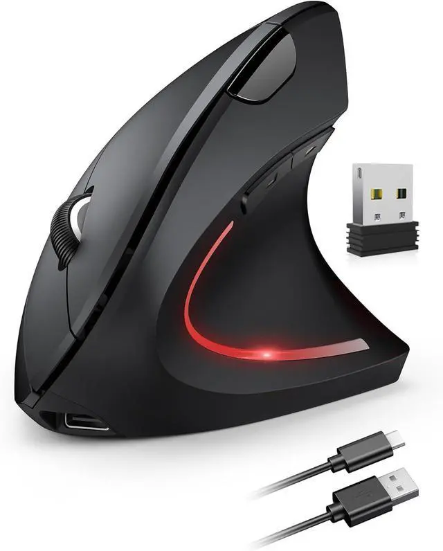 Main image of Ergonomic Mouse, 2.4G Wireless Mouse Rechargeable, 6-Button Silent Mice with 3 Adjustable Levels DPI, USB Receiver, Cordless Computer Optical Device for Laptop, PC, Mac