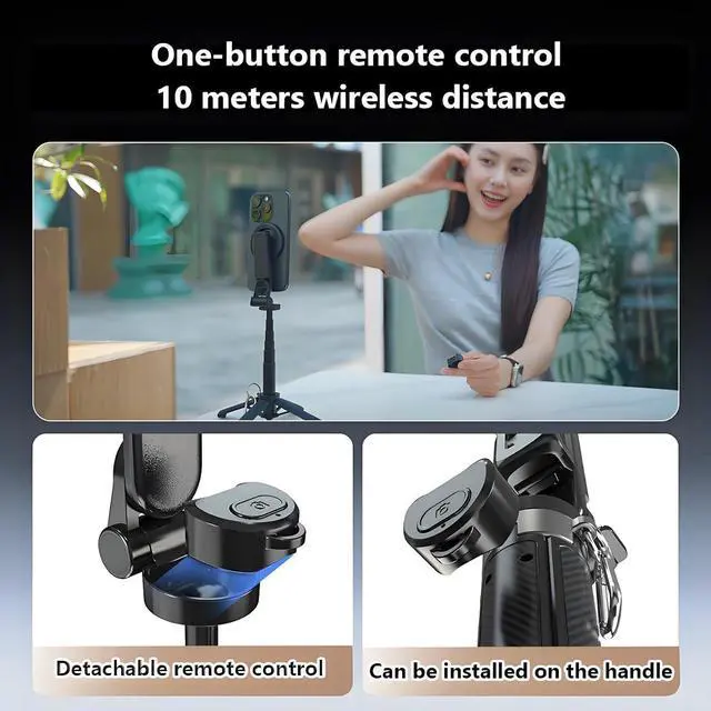 Alt view image 5 of 7 - 4-in-1 Multifunctional Magnetic Selfie Stick, 360°Rotation Phone Stand with Wireless Remote for iPhone & Android, Phone Tripod for Home, Travel, Vlogging & Video Recording