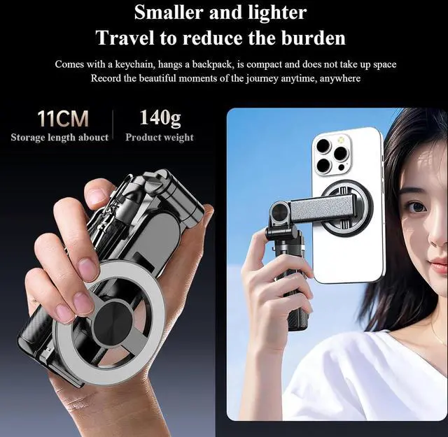 Alt view image 4 of 7 - 4-in-1 Multifunctional Magnetic Selfie Stick, 360°Rotation Phone Stand with Wireless Remote for iPhone & Android, Phone Tripod for Home, Travel, Vlogging & Video Recording