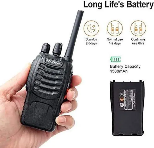 Alt view image 2 of 7 - Walkie talkie 2 way radio long range,16 Channel Portable walkie talky adult,rechargeable walkie talkies long distance Handheld Transceiver with LED light and earpiece