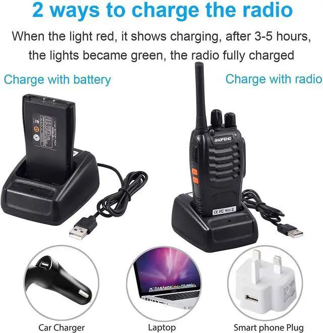 Alt view image 5 of 7 - Walkie talkie 2 way radio long range,16 Channel Portable walkie talky adult,rechargeable walkie talkies long distance Handheld Transceiver with LED light and earpiece