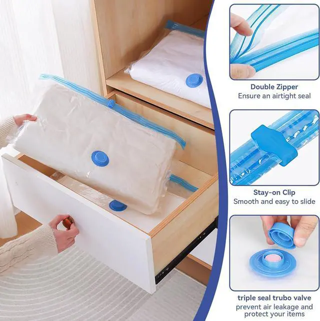 Alt view image 6 of 7 - Vacuum Seal Bags for Clothing, Vacuum Storage Bags with Rechargeable Air Pump, Vacuum Seal Bags for Clothing Travel, Space Saver Vacuum Storage Bags, 12 Pack