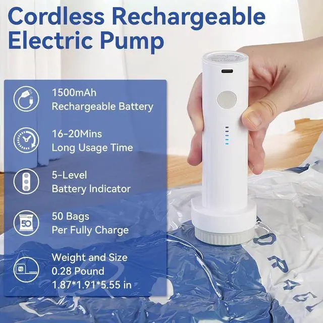 Alt view image 4 of 7 - Vacuum Seal Bags for Clothing, Vacuum Storage Bags with Rechargeable Air Pump, Vacuum Seal Bags for Clothing Travel, Space Saver Vacuum Storage Bags, 12 Pack