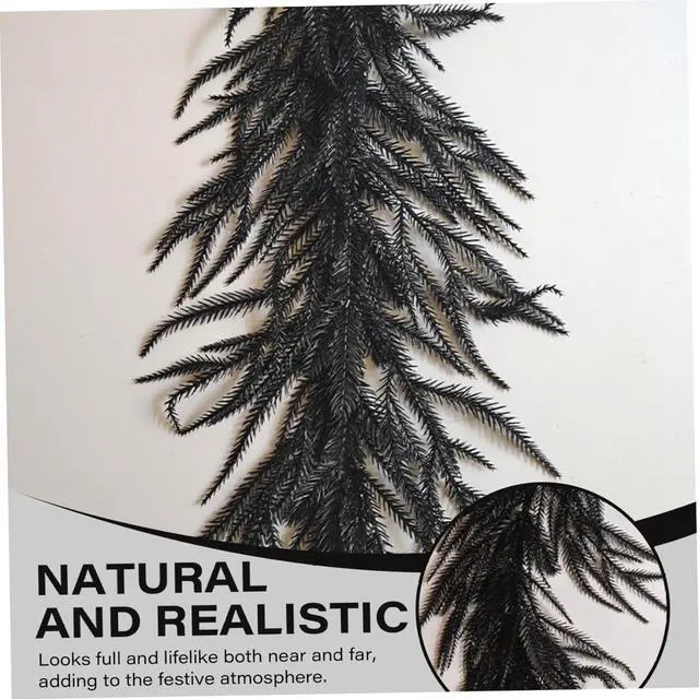 Alt view image 3 of 7 - Christmas Halloween Garland, Pine Garland 9ft Artificial Black Garland Realistic PE Decorative for Halloween Christmas Front Door Wall Mantel Fireplace Party Display