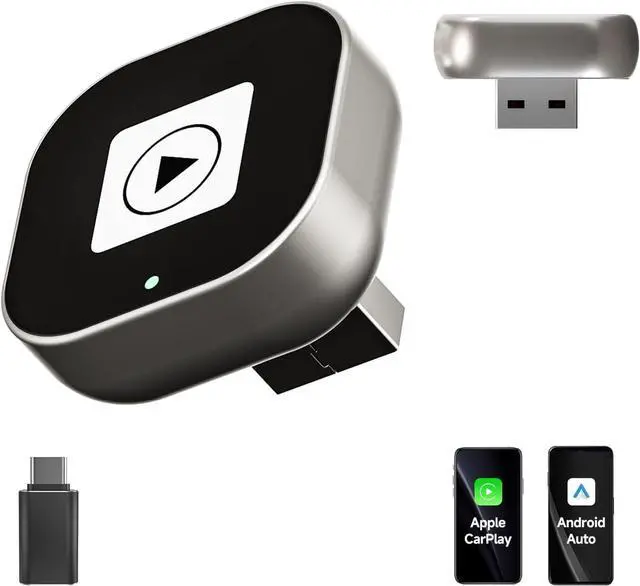 Main image of 2 in 1 Mini Wireless CarPlay Adapter, Plug & Plug Auto Connect No Delay, Converts Wired to Wireless for Cars from 2017+, Android Auto Wireless Adapter for iPhone iOS 10+ /Android 11