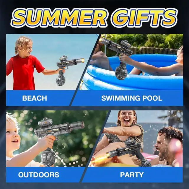 Alt view image 2 of 7 - Electric Water Pistol for Adults and Children, LED Electric Water Gun, Large Capacity Strongest Water Sprayer Summer Pool Beach Party Toy