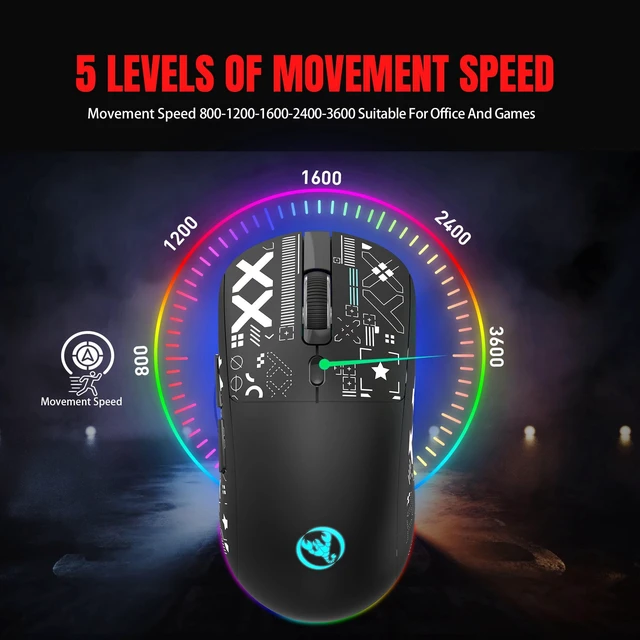 Alt view image 2 of 7 - Wirelss Gaming Mouse,Tri-Mode 2.4G/Bluetooth/USB-C Rechargeable Computer Mice with Silent,6 Macro Buttons,Ergonomic Design,Adjustable DPI,6 RGB LED Modes for PC/Mac/Laptop