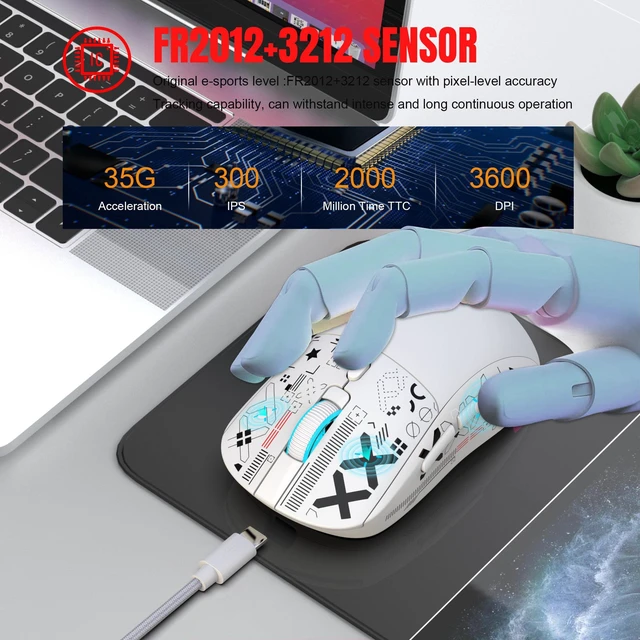 Alt view image 5 of 7 - Wirelss Gaming Mouse,Tri-Mode 2.4G/Bluetooth/USB-C Rechargeable Computer Mice with Silent,6 Macro Buttons,Ergonomic Design,Adjustable DPI,6 RGB LED Modes for PC/Mac/Laptop