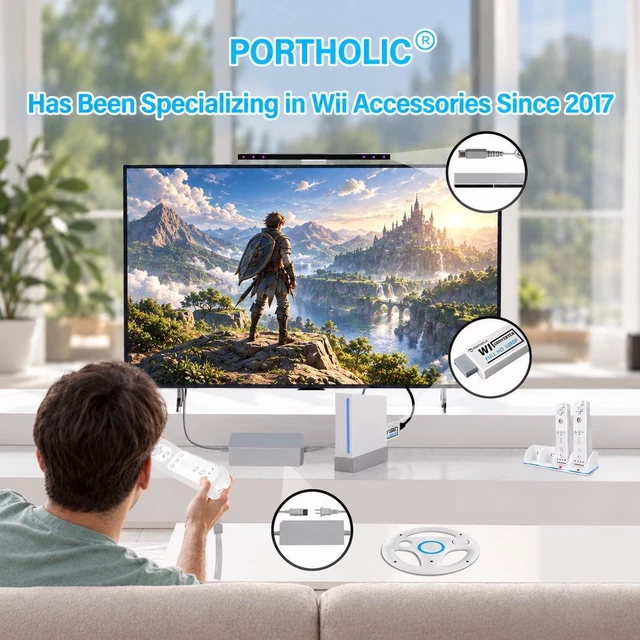 Alt view image 2 of 7 - PORTHOLIC Wii Remote Controller, 2 Packs Wii Wireless Controller Compatible with Nintend Wii Wii U Console
