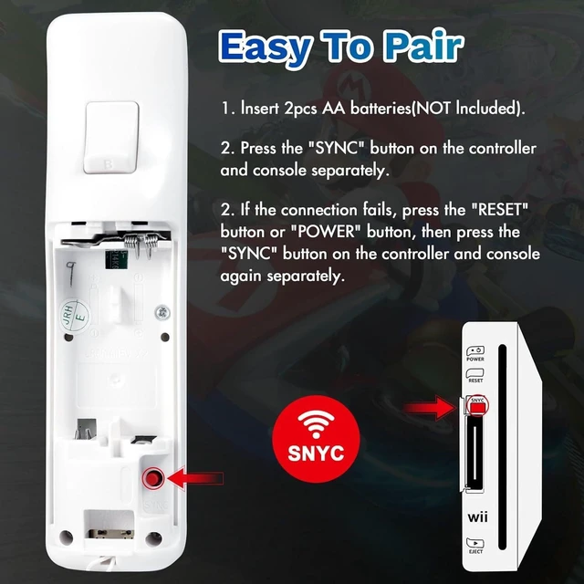 Alt view image 7 of 7 - PORTHOLIC Wii Remote Controller, 2 Packs Wii Wireless Controller Compatible with Nintend Wii Wii U Console